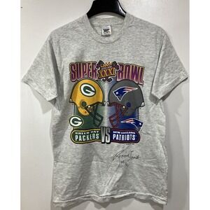VTG 1997 Patriots vs. Packers Superbowl 31 Single Stitch T-shirt Large Signed?